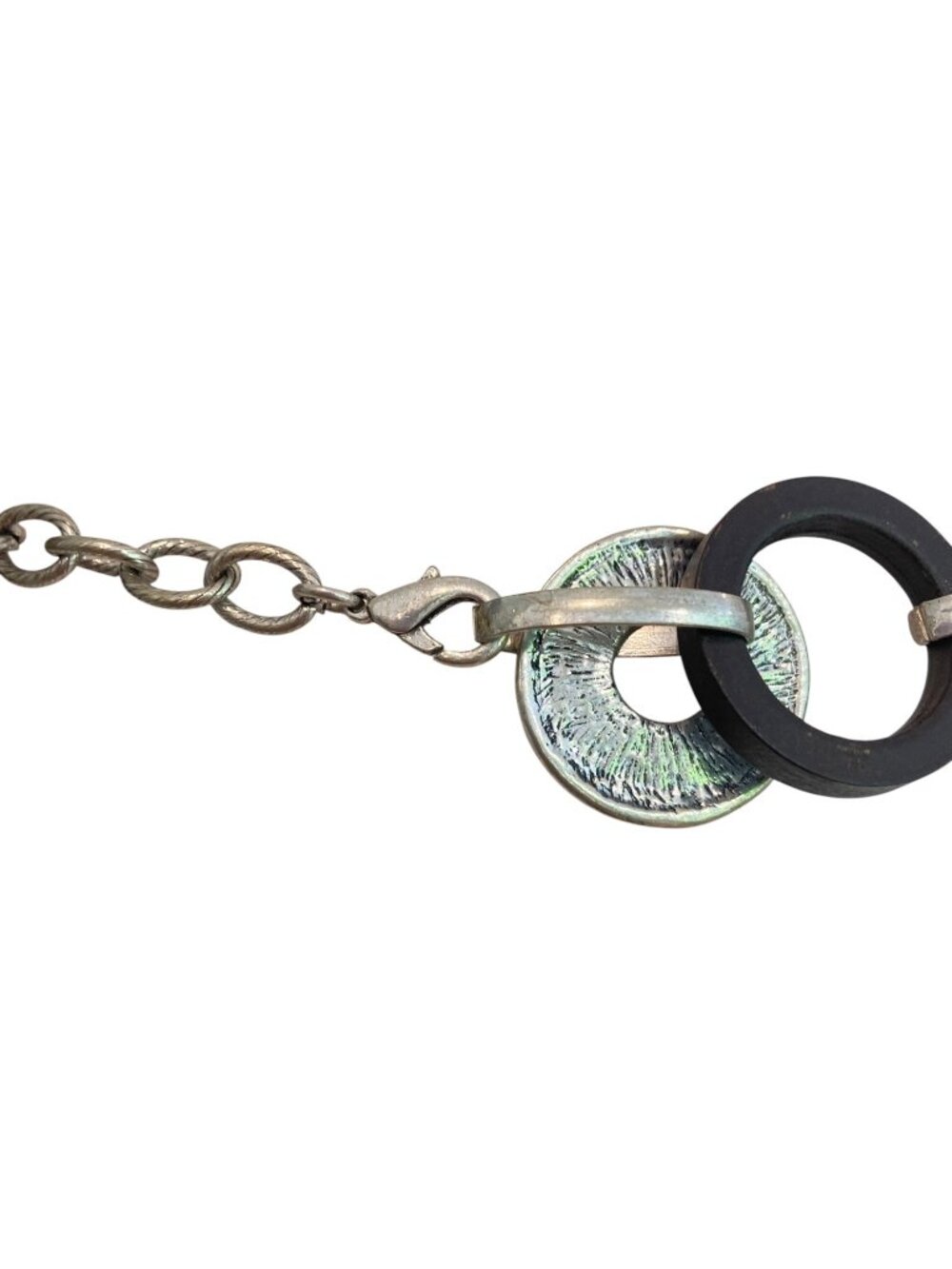 Silver & balck,  dark brown Circle Link Adjustable Chain Belt heavy metal brown - Picture 6 of 16